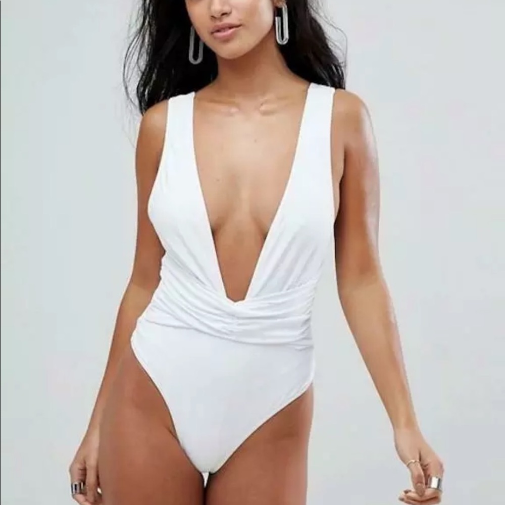 ASOS One piece Plunged Ruched Swimsuit